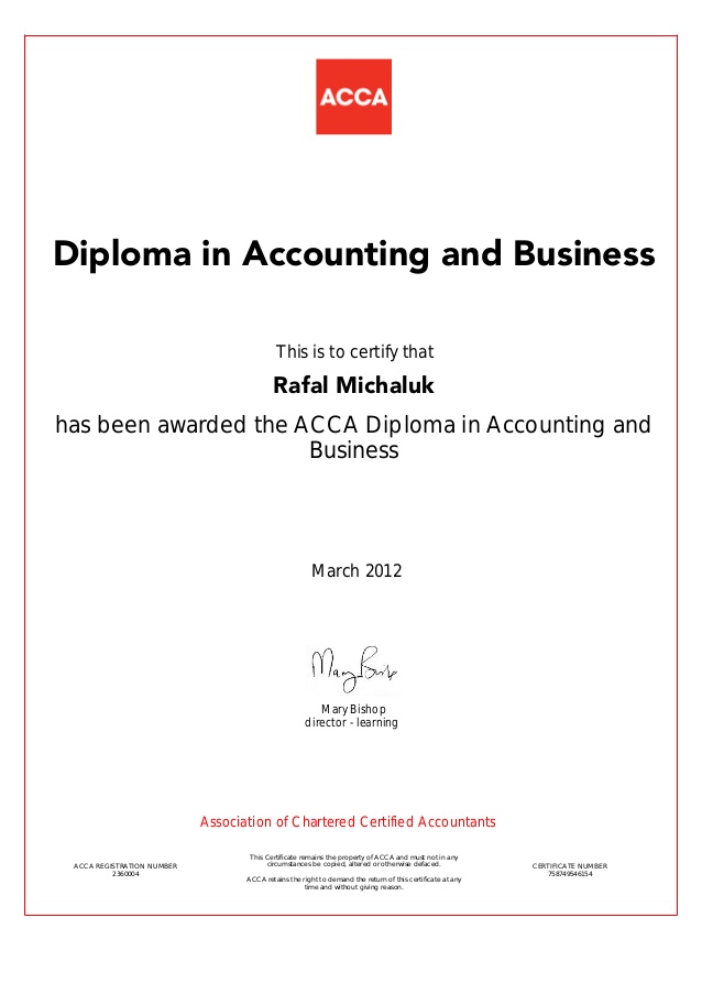 ACCA商业会计证书