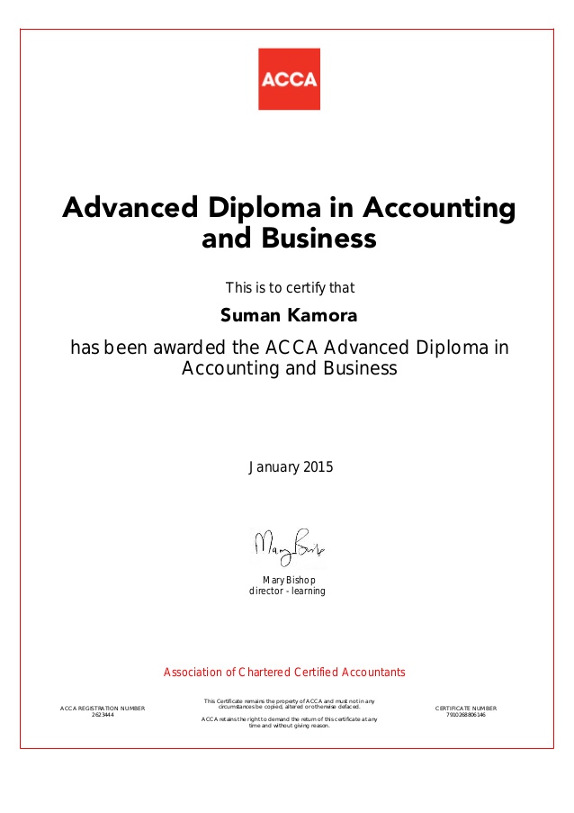 ACCA高级商业会计证书